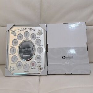 NIB Malden -My First Year Photo Frame Baby Silver Metal‎ Frame Bundle